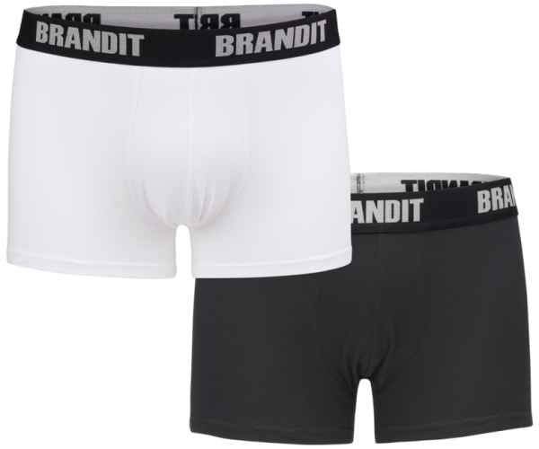 Brandit boxeralsó logóval 2db, fehér-fekete, fehér-fekete