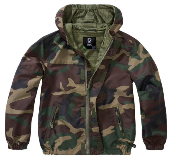 Brandit Gyerek nyári frontzipes széldzseki, woodland, Woodland