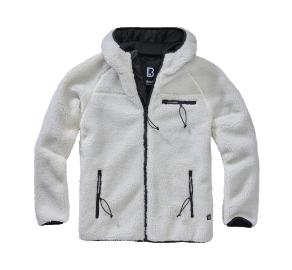 Brandit fleece kapucnis kabát Teddyfleece Worker, fehér