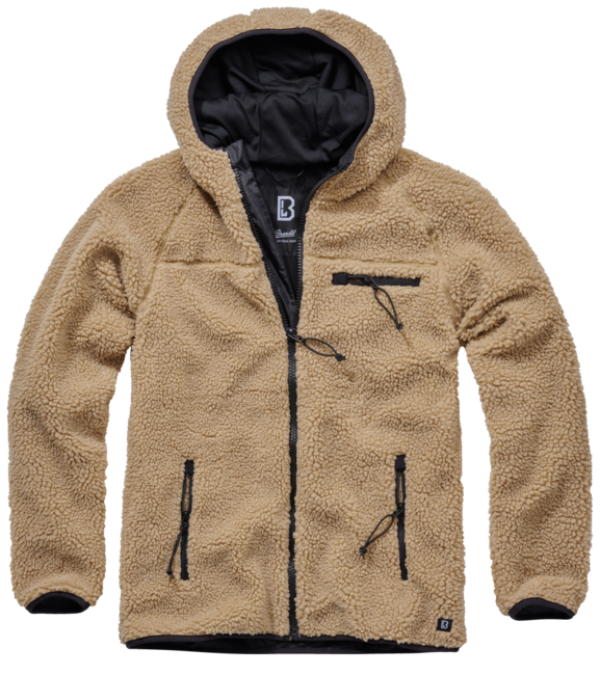 Brandit fleece kapucnis kabát Teddyfleece Worker, teve színű