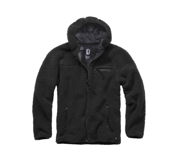 Brandit fleece kapucnis kabát Teddyfleece Worker, fekete