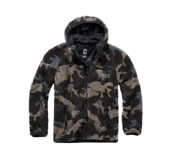 Brandit gyapjú kabát kapucnival Teddyfleece Worker, darkcamo