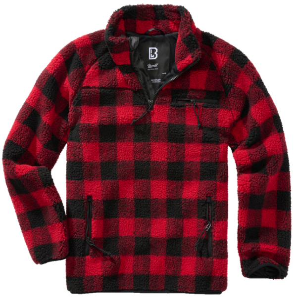 Brandit gyapjú kabát Teddyfleece Troyer, piros/fekete