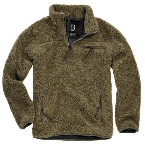 Brandit gyapjú kabát Teddyfleece Troyer, olívazöld