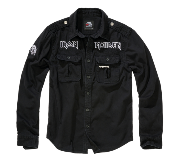 Brandit Iron Maiden Vintage hosszú ujjú ing Eddy, fekete, fekete