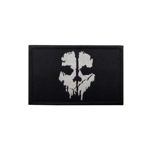 WARAGOD Hímzett patch Call of Duty szellem maszk, fekete és fehér
