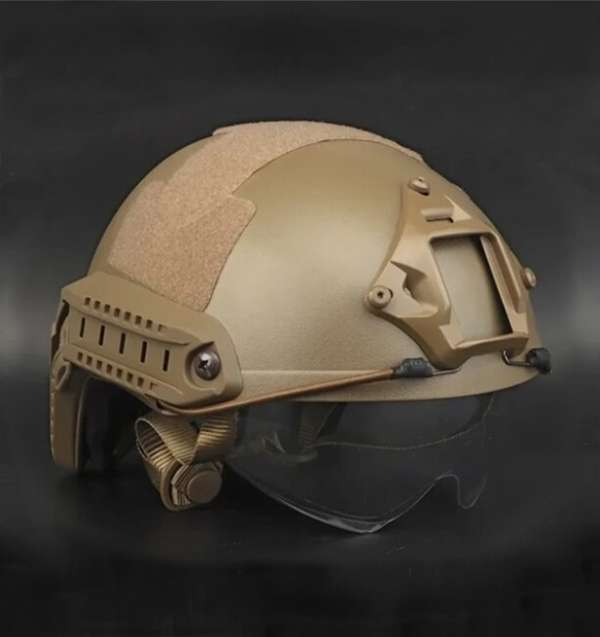 DRAGOWA Tactical Taktikai sisak Fast MH Charger szemüveggel, coyote (tanúsítvány nélkül)