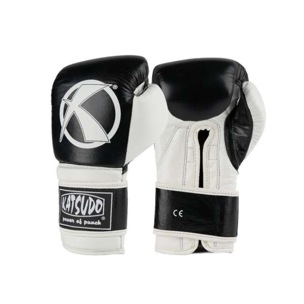 Katsudo bokszkesztyű FIGHT, fekete-fehér