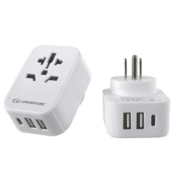 Lifeventure utazási adapter USB-vel és USB-C-vel