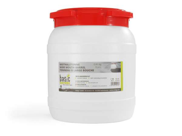 BasicNature széles szájú hordó fehér 15,4 l