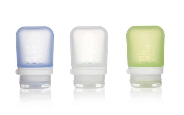 humangear GoToob+ szilikon utazó palack/kartuska 3 db 53 ml átlátszó/zöld/kék csomagolásban