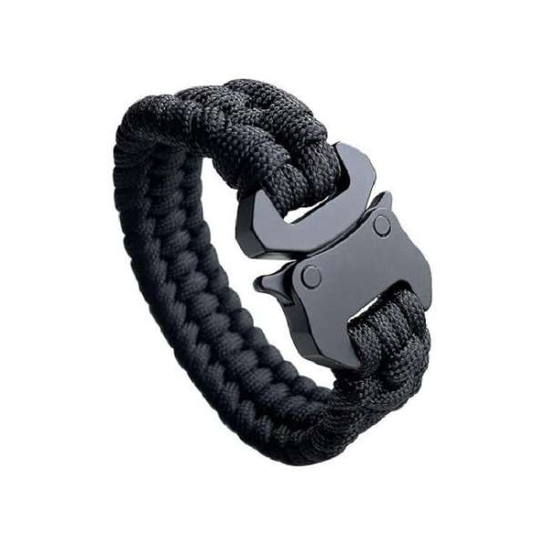 WARAGOD Paracord karkötő fémkapoccsal Avär, fekete