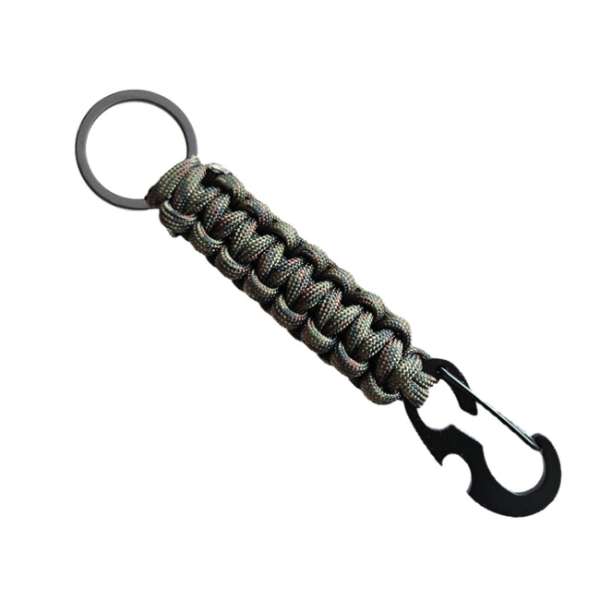 WARAGOD Paracord túlélő multifunkcionális kulcstartó 4 az 1-ben Sanya, terepszínű zöld