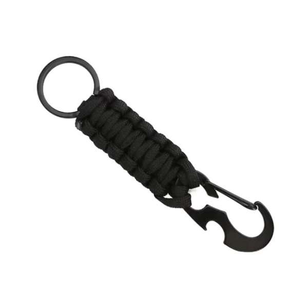 WARAGOD Paracord túlélő multifunkcionális kulcstartó 4 az 1-ben Sanya, fekete