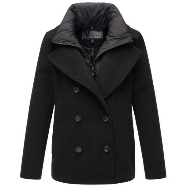 Marikoo Női rövid kabát levehető gallérral Aylaraa, fekete