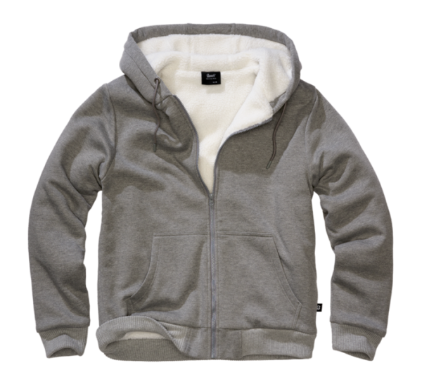 Brandit Férfi kapucnis pulóver meleg béléssel Sweatjacket Teddylining, sötétszürke melange