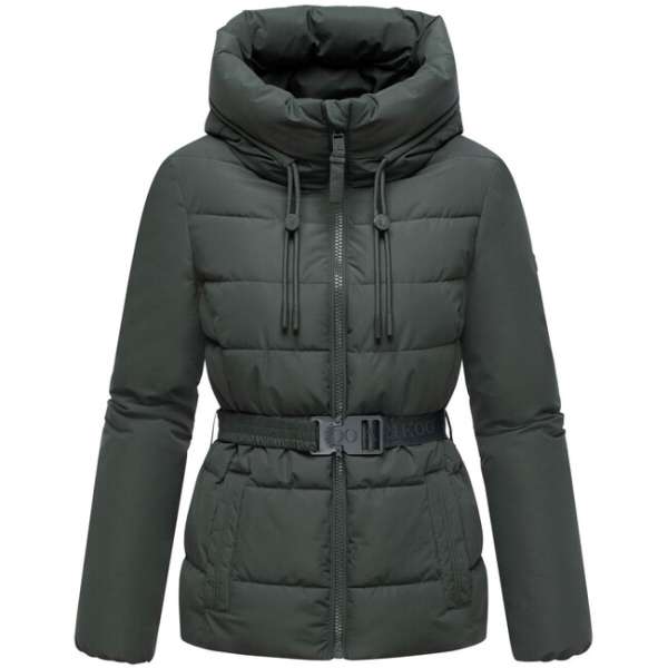 Marikoo Női télikabát HIMEE 16 magas gallérral és visszahajtással, stone green