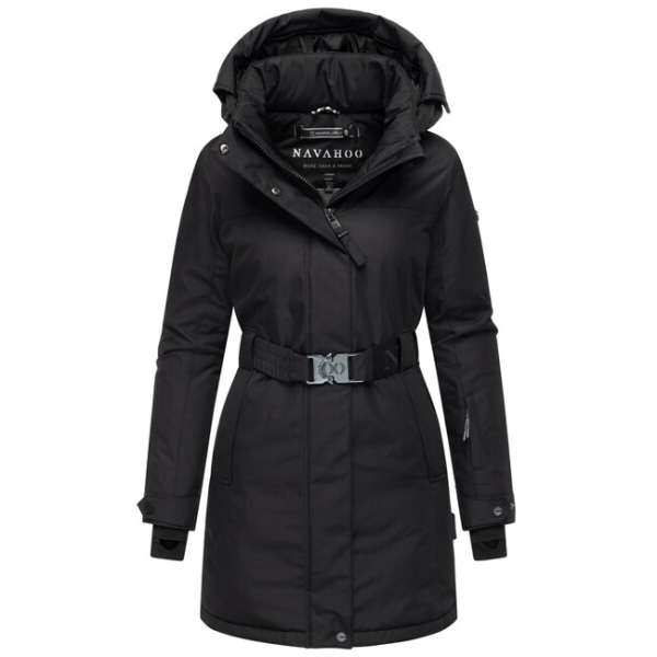 Navahoo Női téli parka FROSTKUSS 14 levehető kapucnival és övvel, fekete