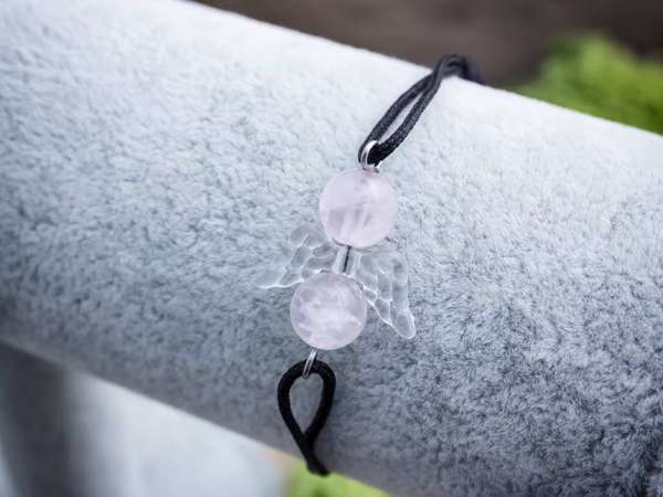 Szerelem angyal rózsakvarc microcord karkötő