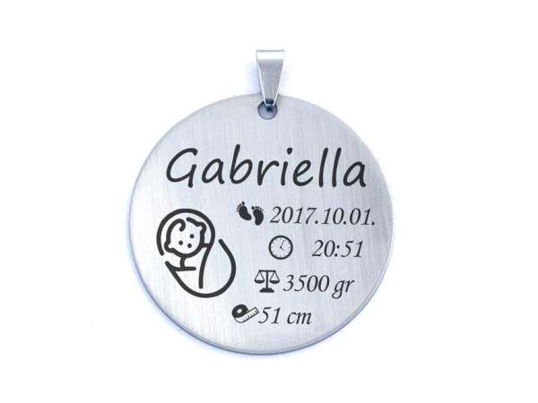 Baba emlékőrző acél kör medál