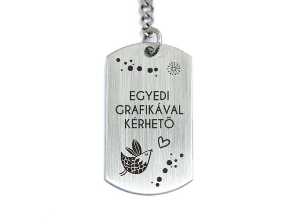 Személyre szabott feliratos téglalap medálos kulcstartó