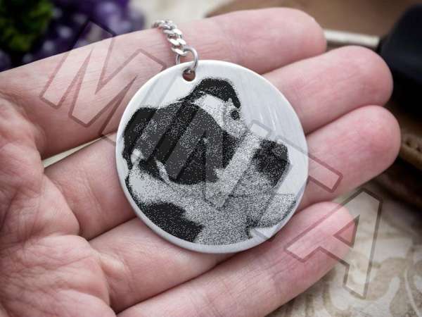 Fotógravírozás acél kör medálos kulcstartó