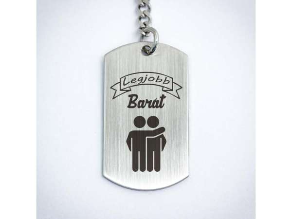 Legjobb Barát acél szögletes medálos kulcstartó