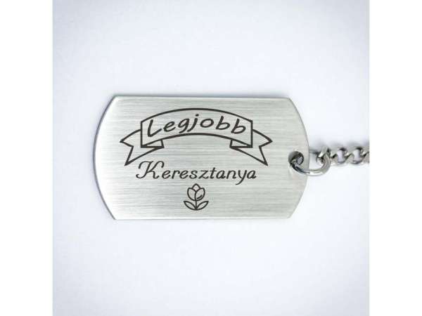 Legjobb Keresztanya acél szögletes medálos kulcstartó