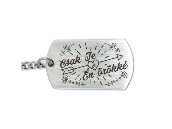 Csak Te és Én örökké acél medálos kulcstartó