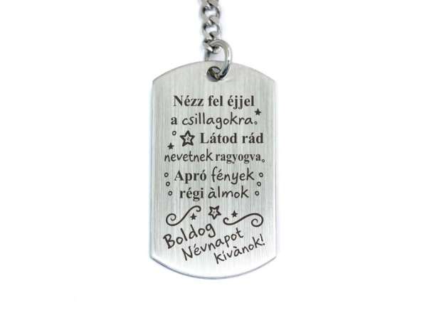 Nézz fel éjjel a csillagokra acél medálos kulcstartó
