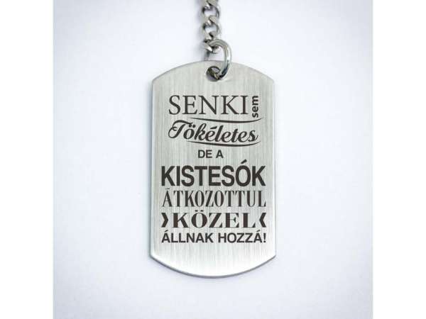 Senki sem tökéletes de a kistesók acél medálos kulcstartó