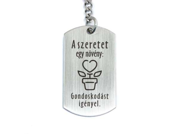 A szeretet egy növény acél medálos kulcstartó