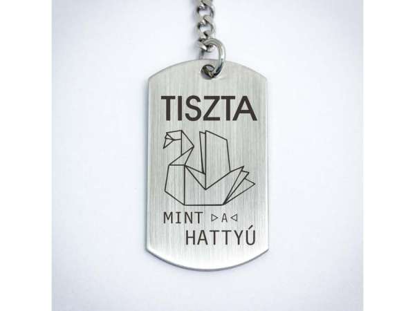 Tiszta mint a hattyú acél medálos kulcstartó