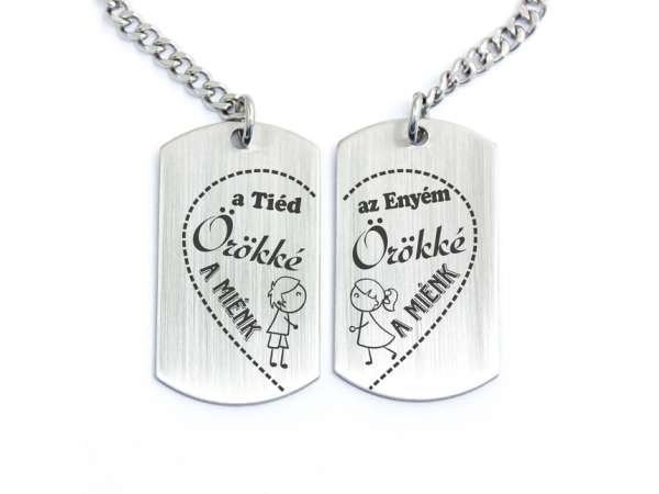 Örökké a miénk acél medálos páros kulcstartó