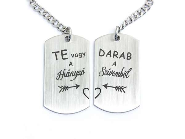 Te vagy a hiányzó acél medálos páros kulcstartó