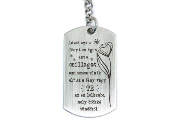 Látod azt a fényt az égen acél medálos kulcstartó