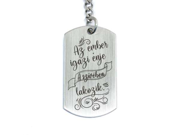 Az ember igazi énje acél medálos kulcstartó