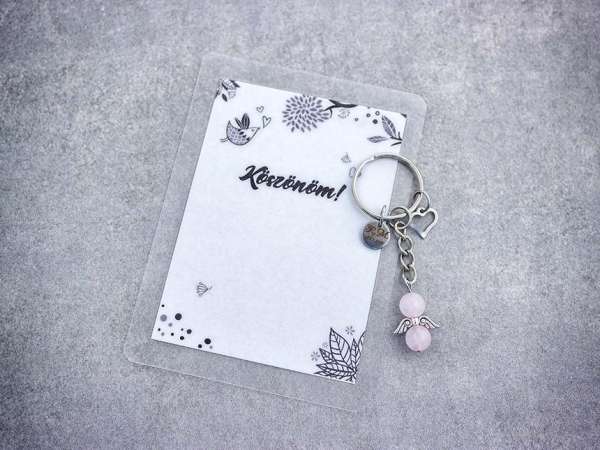 Köszönöm kulcstartó rózsakvarccal