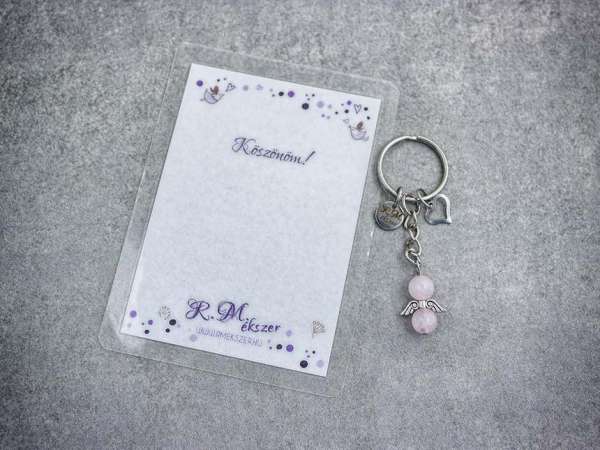Köszönöm kulcstartó rózsakvarccal