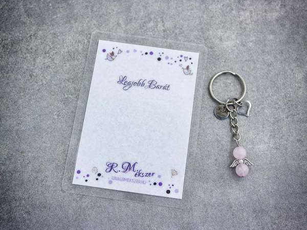 Legjobb barátomnak kulcstartó rózsakvarccal