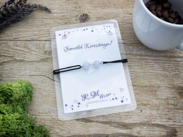 Szeretlek Keresztanya kalcedon angyal karkötő