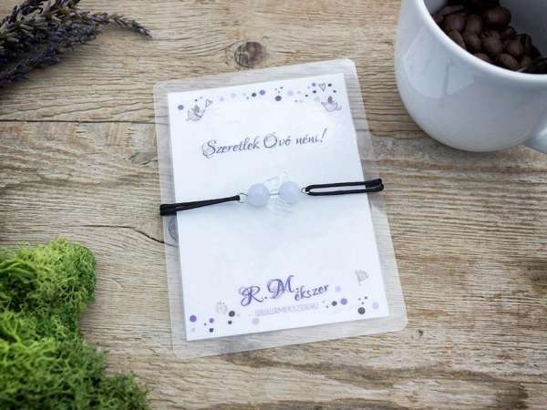 Szeretlek Óvó néni kalcedon angyal karkötő