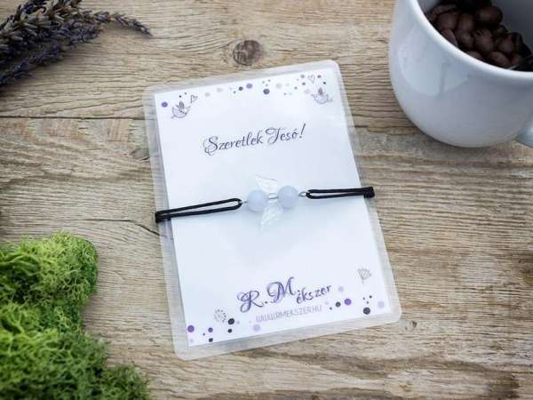 Szeretlek Tesó kalcedon angyal karkötő