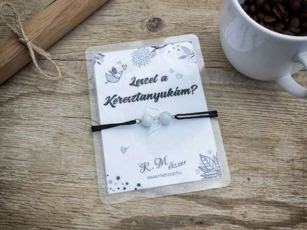 Leszel a Keresztanyukám akvamarin angyal karkötő
