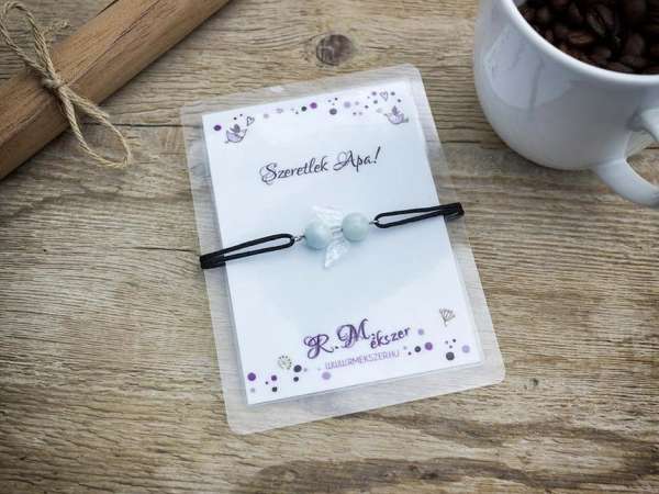 Szeretlek Apa akvamarin angyal karkötő