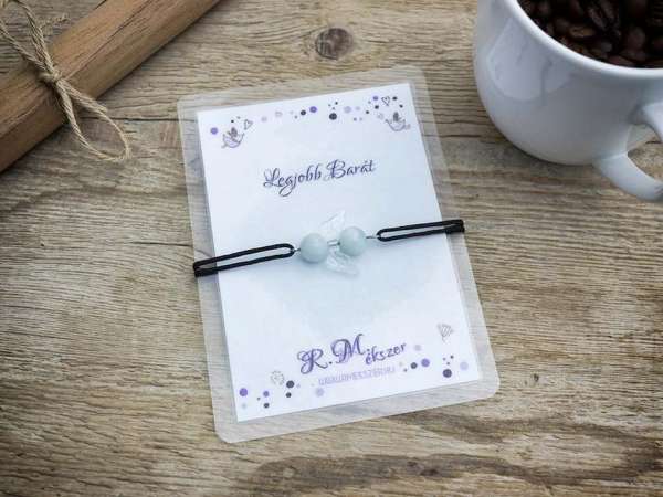 Legjobb barátomnak akvamarin angyal karkötő