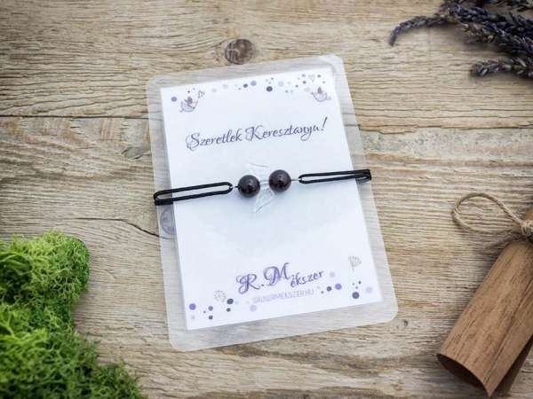 Szeretlek Keresztanya gránát angyal karkötő