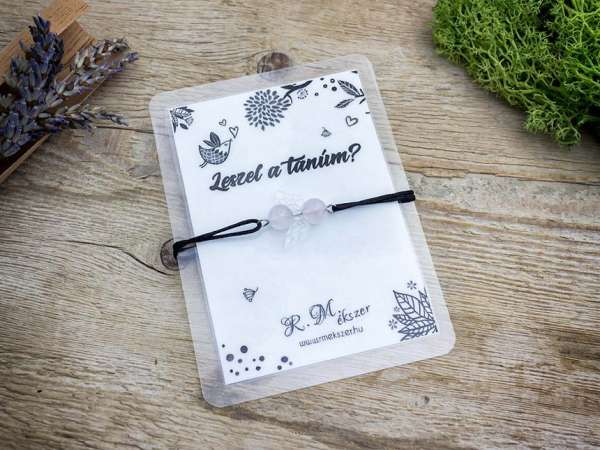 Leszel a tanúm rózsakvarc angyal karkötő