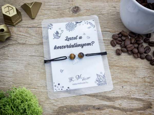 Leszel a koszorúslányom tigrisszem angyal karkötő