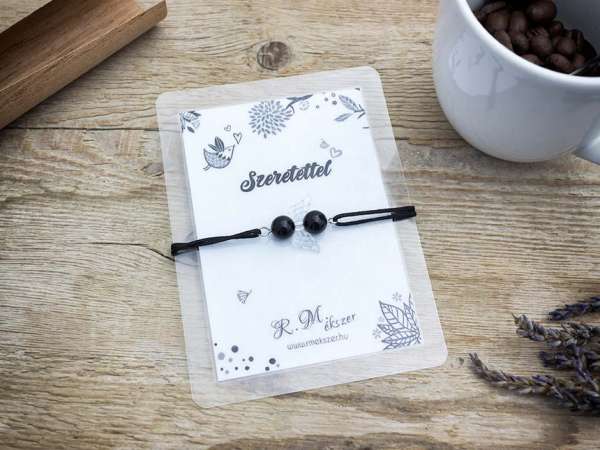 Szeretettel ónix angyal karkötő